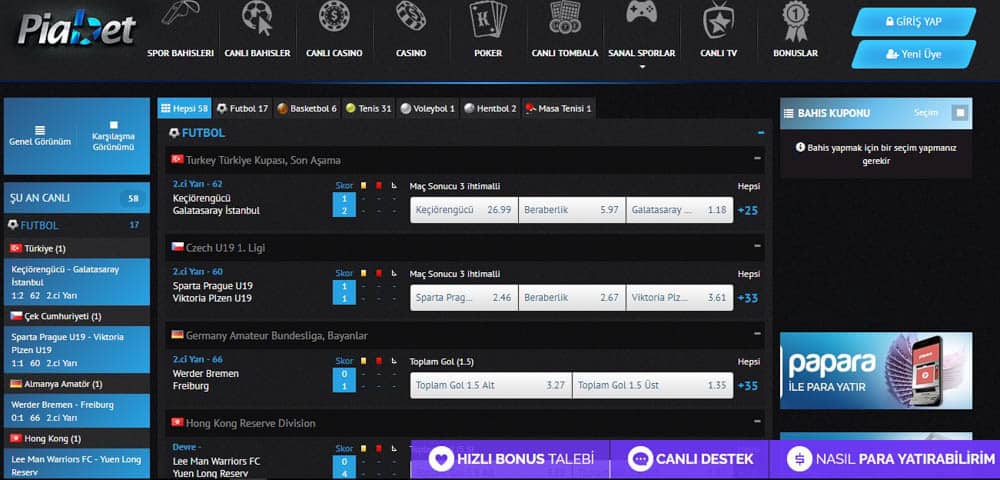 Piabet Bahis Sitesi Giris ve Uyelik