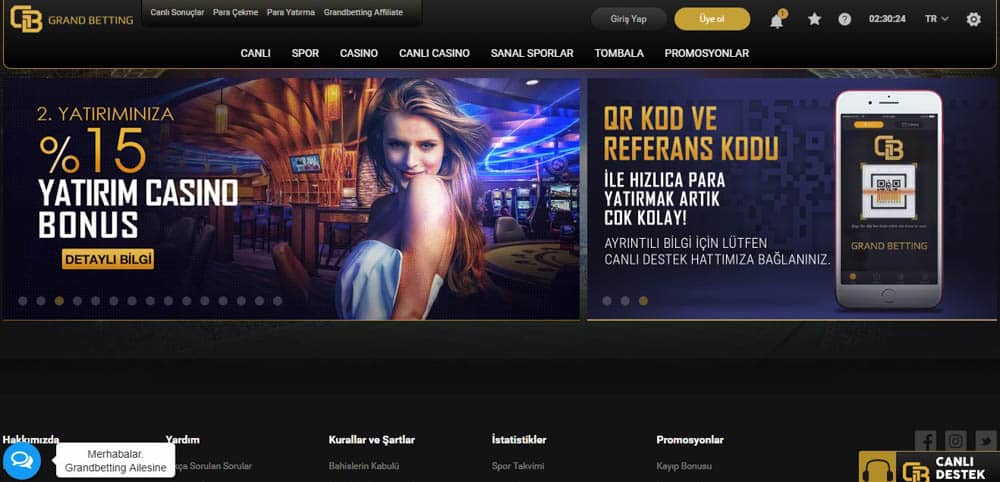 Grandbetting Para Yatirma ve Para Cekme Islemleri