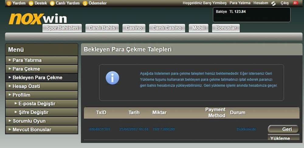 Noxwin Bahis Sitesi Para Yatirma ve Cekme Yontemleri